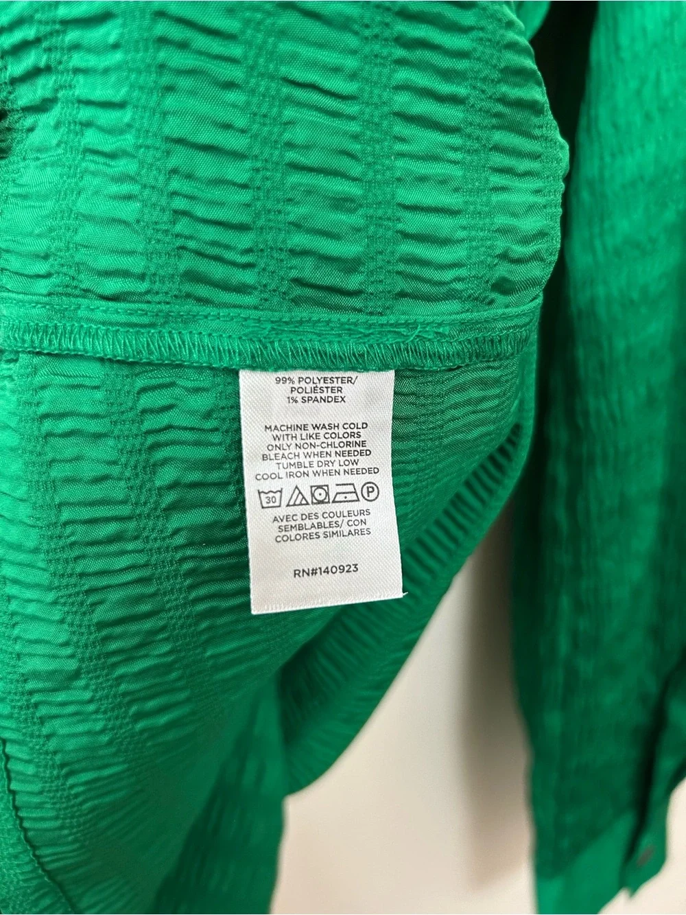 LOFT vibrant Green Crinkle Textured Long Sleeve Blouse Size-S